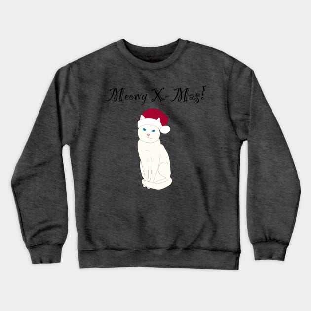 Meowy X-mas santa hat - white Crewneck Sweatshirt by Lian's designs